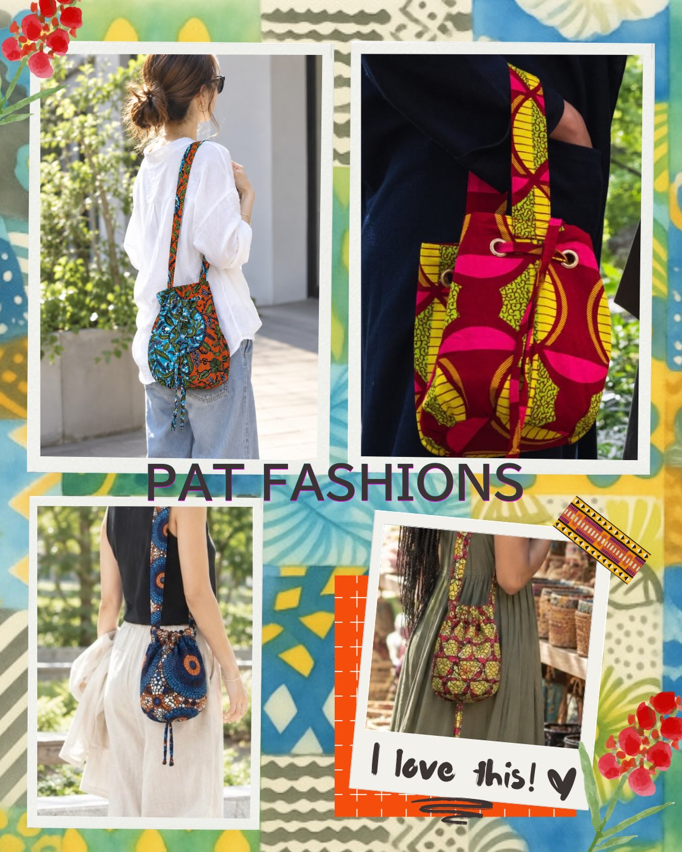 .

🇬🇭 PAT FASHIONS－鮮やかな色彩と、大胆なアフリカンプリント🇬🇭

ガーナ・アクラから届いた、
日常に彩りを添えるバッグたち。

シンプルなスタイルに合わせるだけで、
いつものコーディネートが少し特別に。

一つひとつ異なる柄との出会いも、
アフリカンファブリックの魅力です。

Made in Ghana.
Carry a little Africa with you. 🌿

@proudlyfromafrica

#PATFASHIONS #ProudlyFromAfrica #MadeInGhana #Ghana #アフリカンワックスプリント